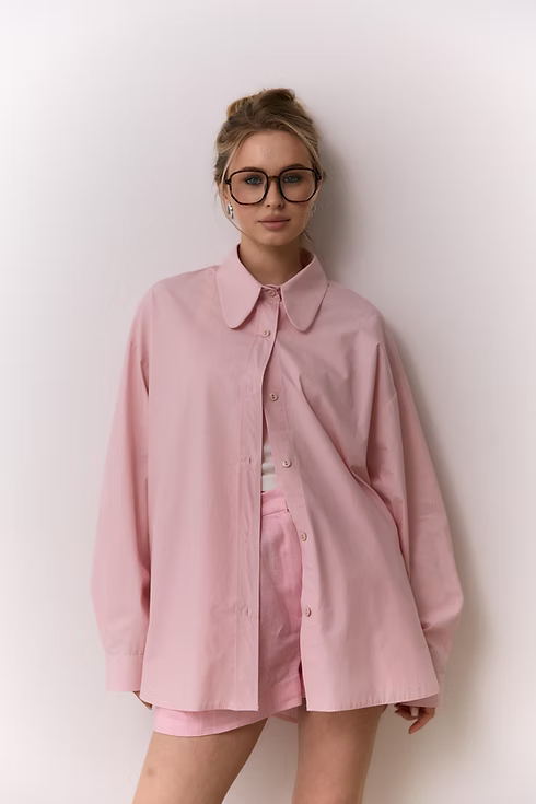 Сорочка з попліну рожева