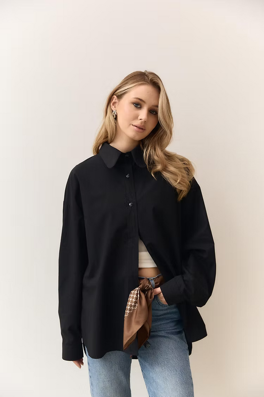 Сорочка з попліну чорна