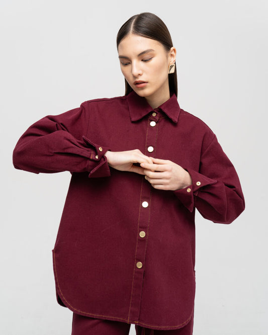 Сорочка бордо денім