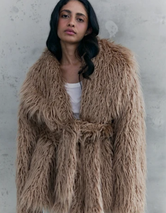 Шуба чоко лама з поясом