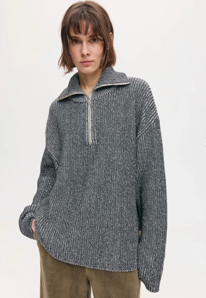 Светр меланж із замком сірий ONE SIZE