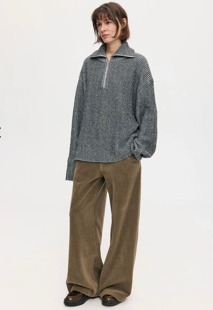 Светр меланж із замком сірий ONE SIZE