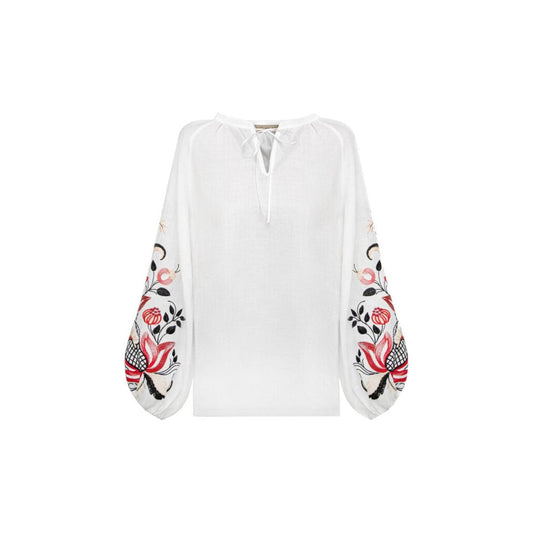 Блузка за мотивами традиційної сорочки з дизайнерською вишивкою Гранатова лоза (барвистий орнамент)