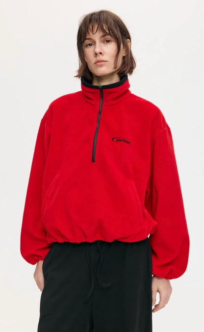 Флісова кофта crop червоний