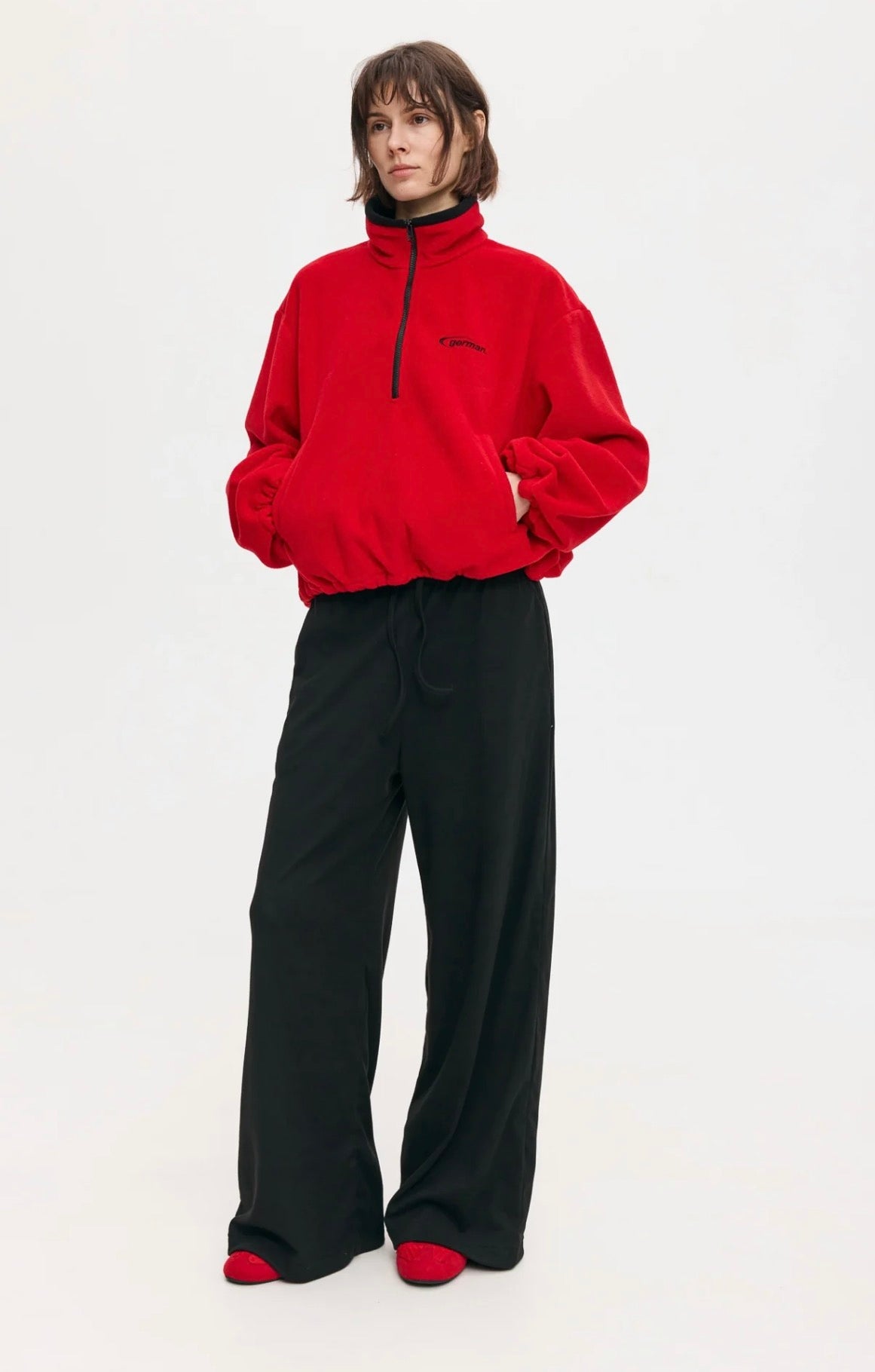 Флісова кофта crop червоний