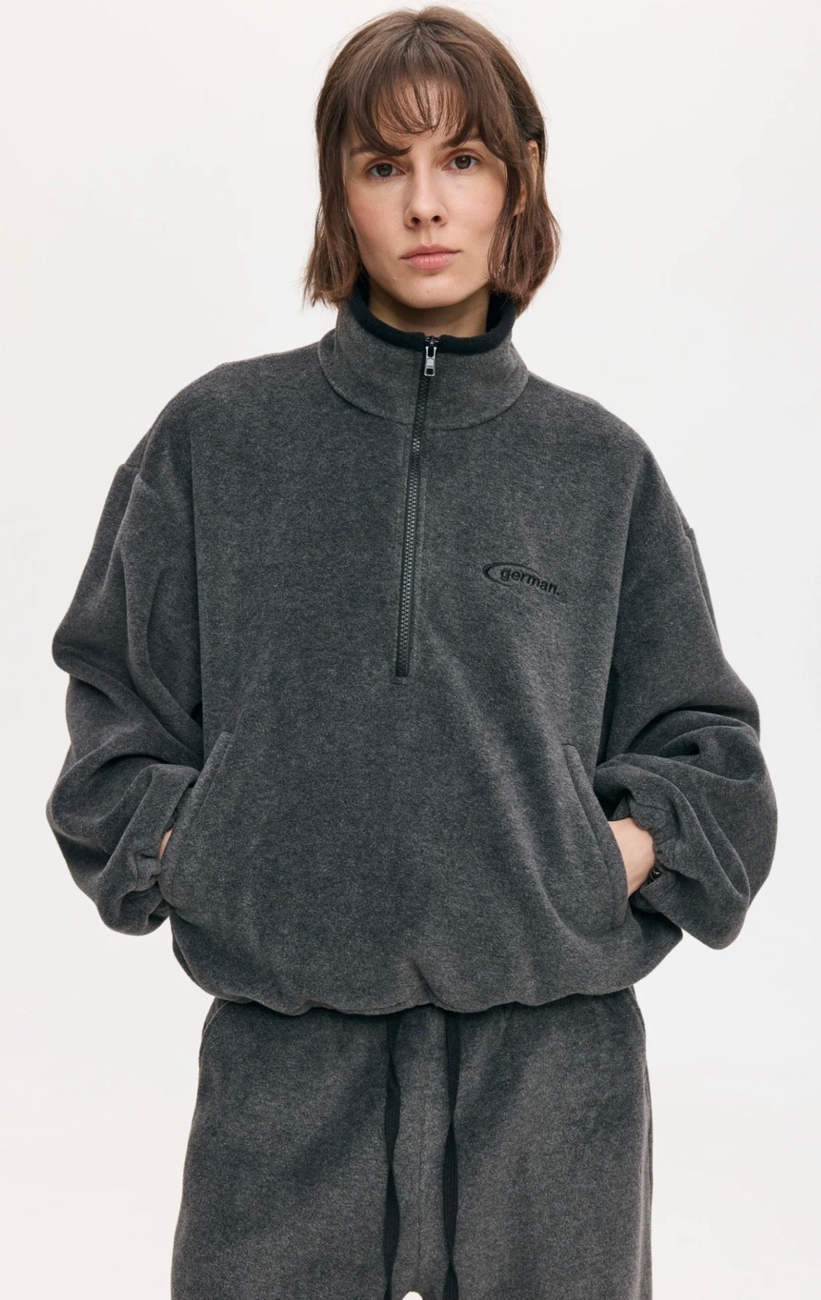 Флісова кофта crop сіра