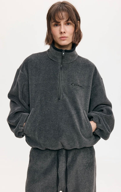 Флісова кофта crop сіра