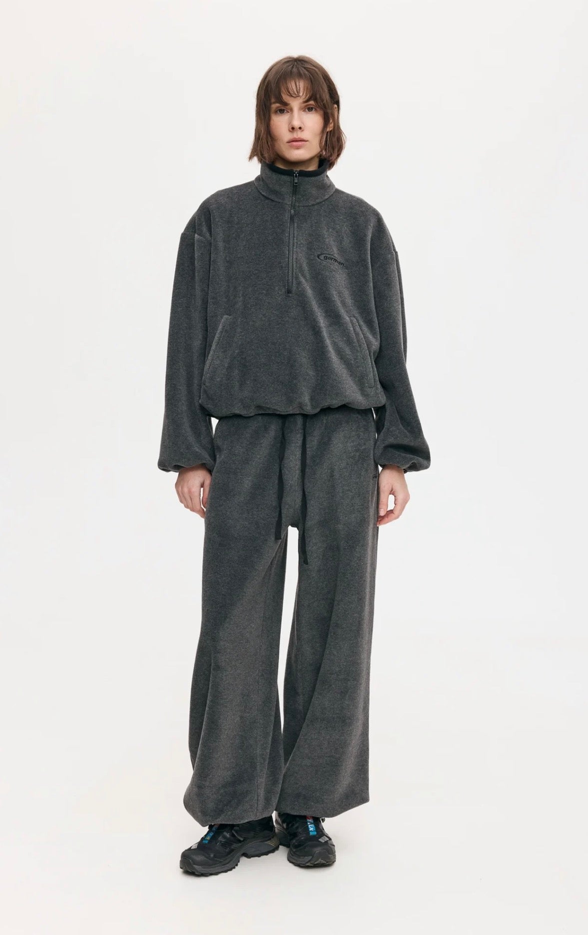 Флісова кофта crop сіра