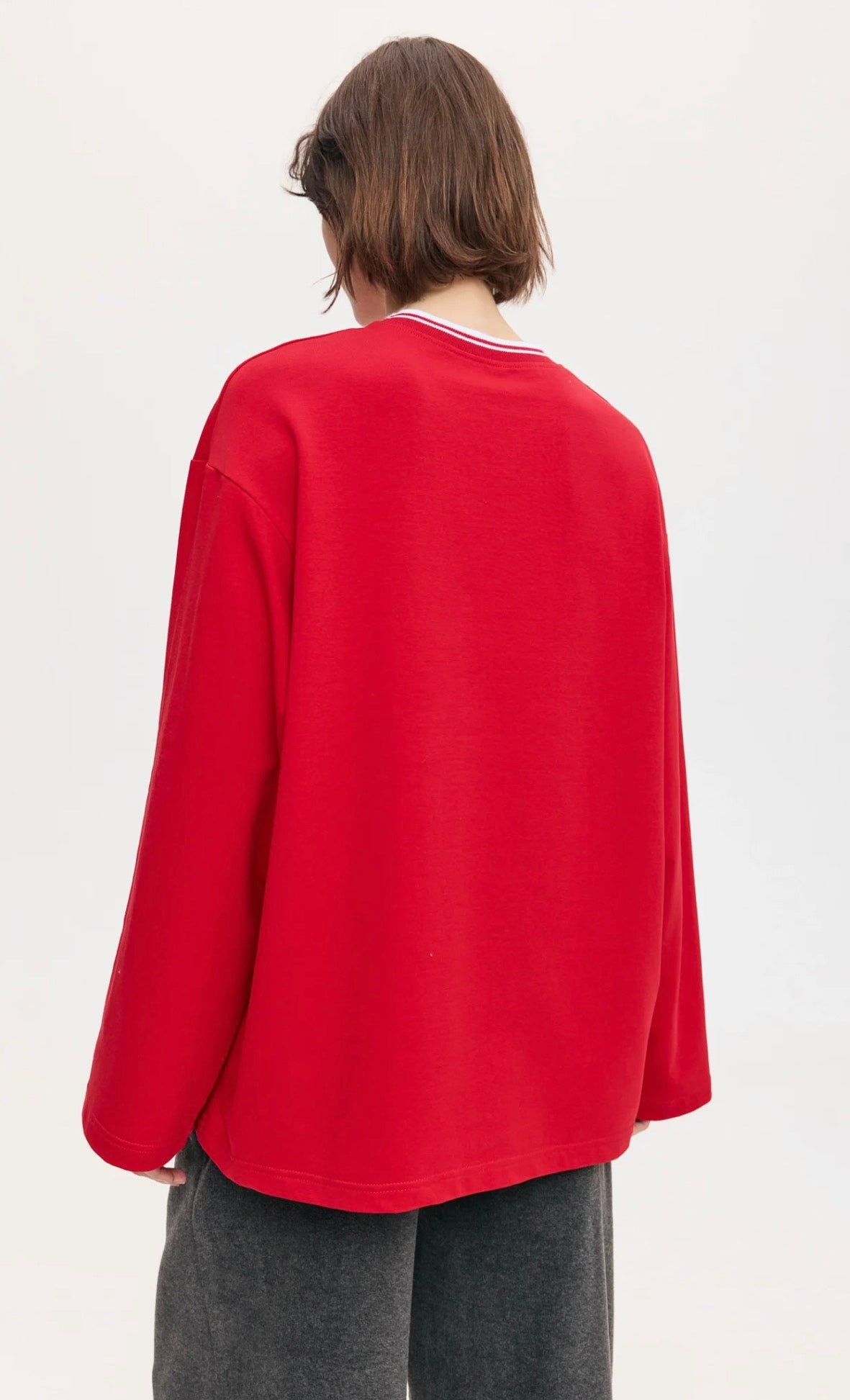 Лонгслів з коміром в смужку червоний ONE SIZE