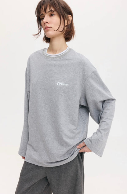 Лонгслів з коміром в смужку сірий меланж ONE SIZE