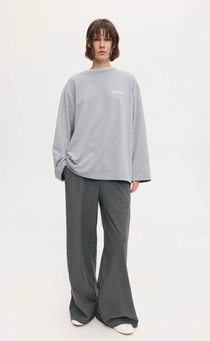 Лонгслів з коміром в смужку сірий меланж ONE SIZE